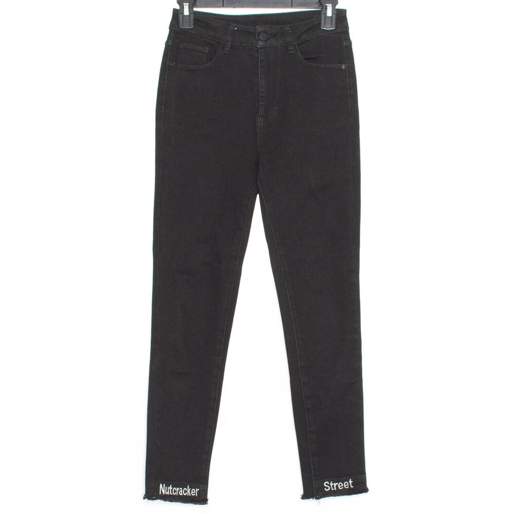 Black High Rise Cropped Jeans Small Y2K Grunge Indie Dark Academia Minimalist